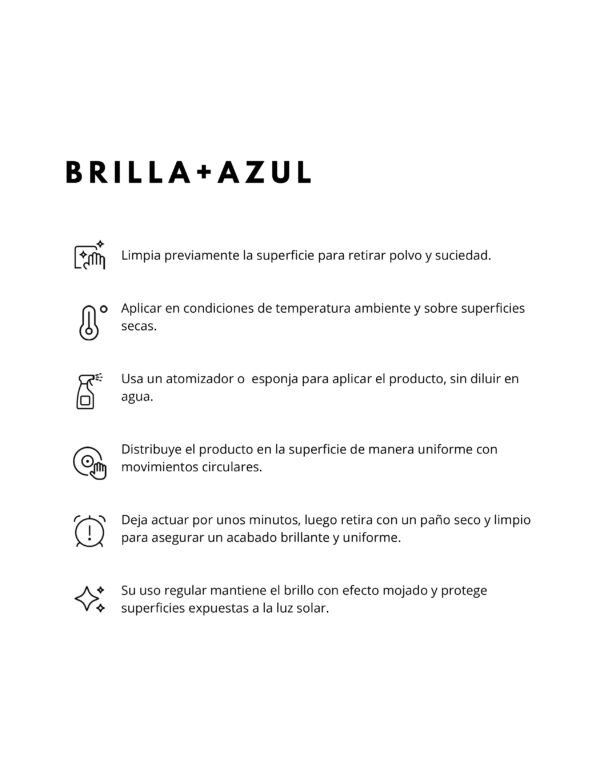 MODO DE USO PRODUCTO BRILLA + AZUL BRILLA + AZUL